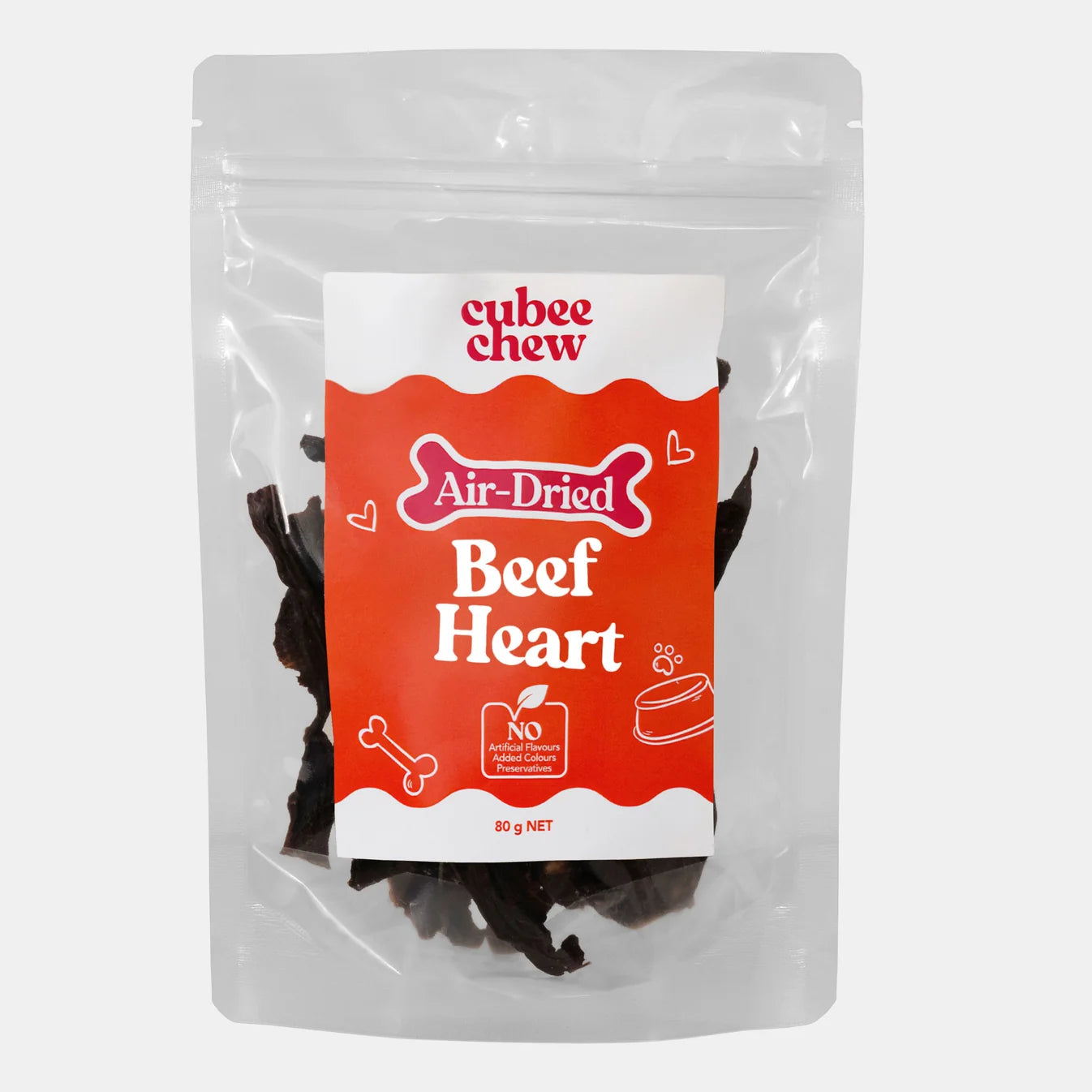 Cubee Chew Dog Treats Air-Dried Beef Heart 80g