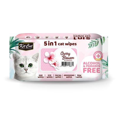 Kit Cat 5 in 1 Cat Wipes 80 Sheets - Cherry Blossom