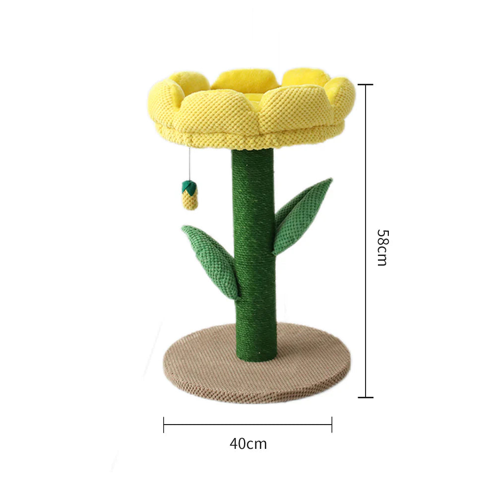 CATIO Yellow Camellia Flower Cat Scratching Tree 77PAWS