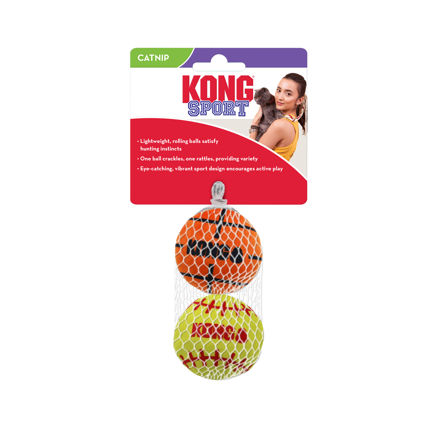 KONG Cat Toys CAT SPORT BALLS 2-PK ASSORTED