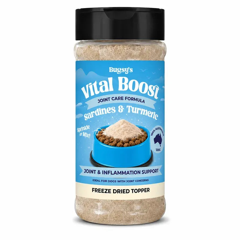 Bugsy's Vital Boost Joint Care Dog Topper – Sardines & Turmeric 120g