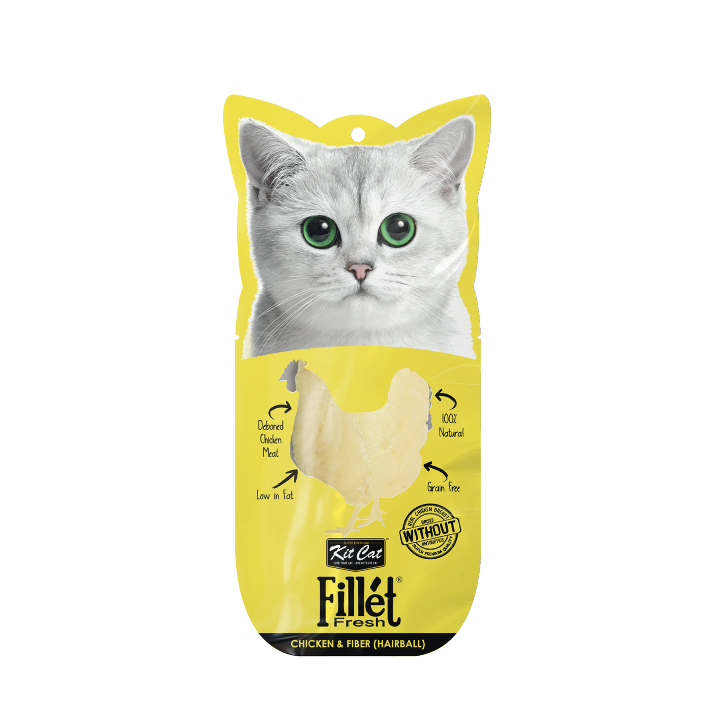 Kit Cat Fillet Fresh Cat Treat Grilled Chicken and Fiber (Hairball) 30g