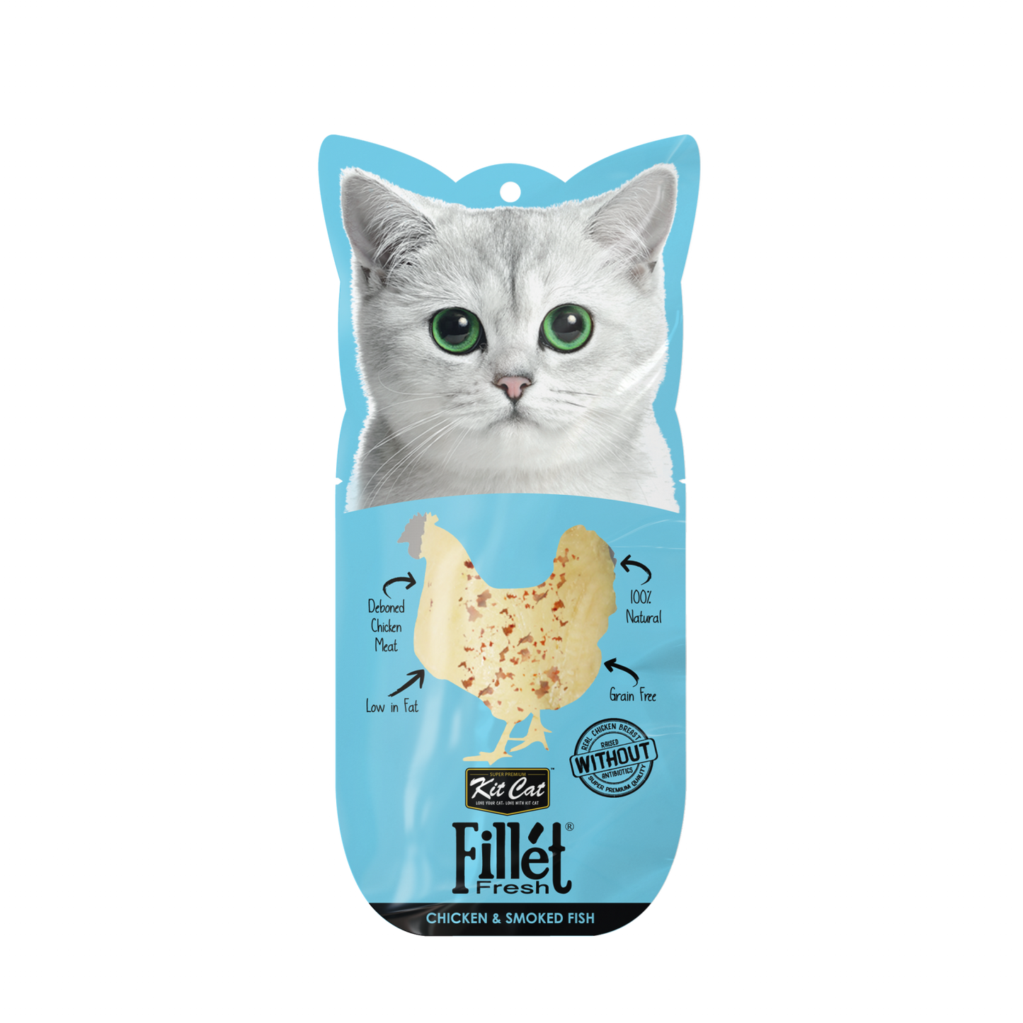 Kit Cat Fillet Fresh Cat Treat Grilled Chicken and Smoked Fish 30g