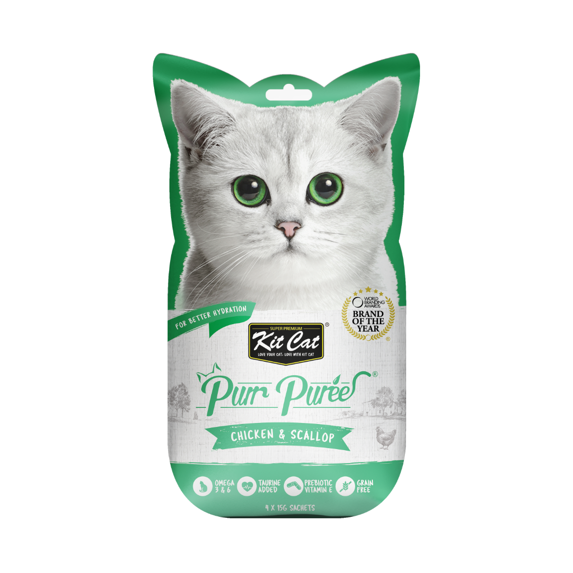 Kit Cat Purr Puree Cat Treat Chicken & Scallop 4x15g