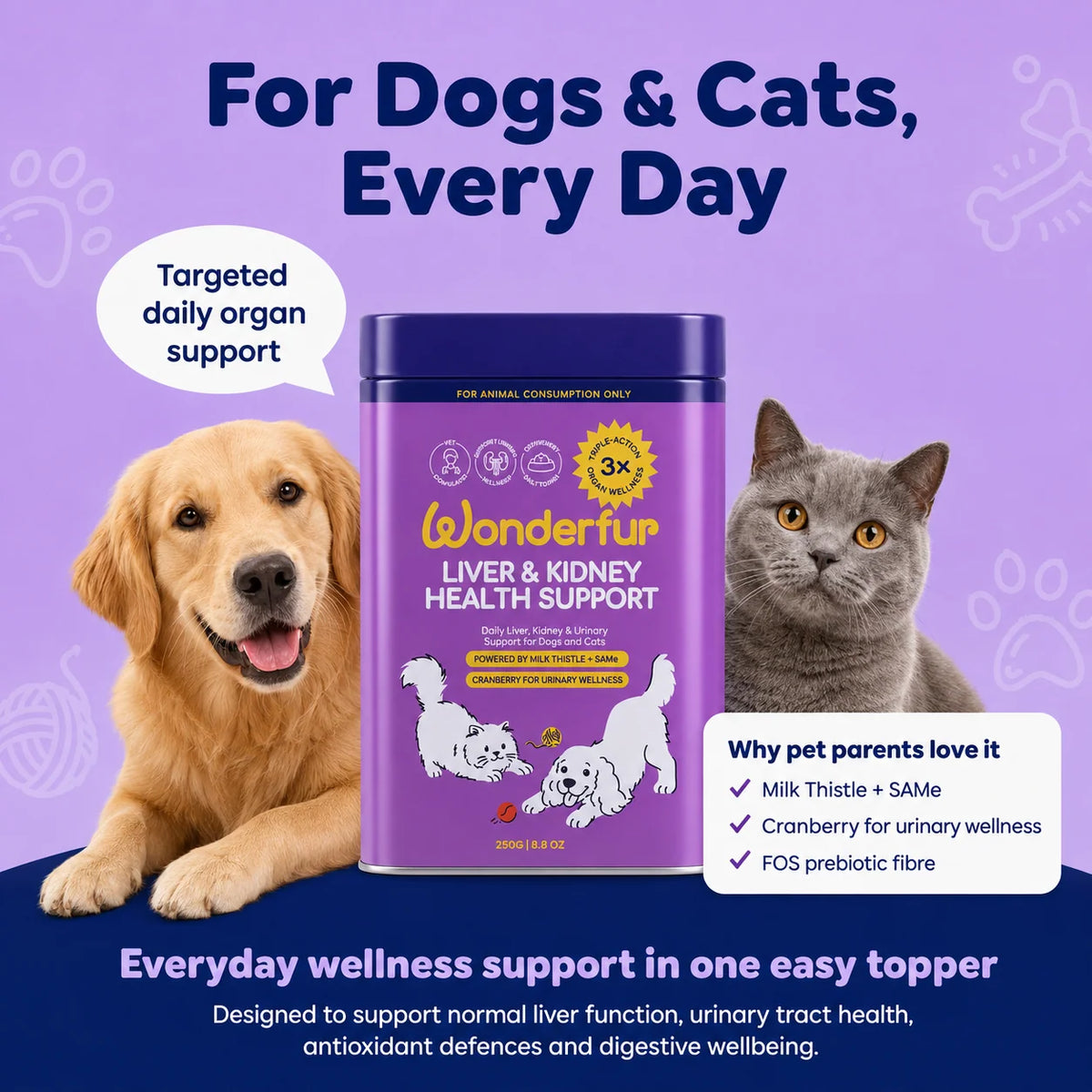 Wonderfur Liver & Kidney Health Powder for Dogs & Cats 250g