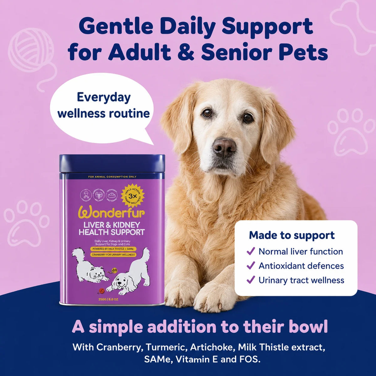 Wonderfur Liver & Kidney Health Powder for Dogs & Cats 250g
