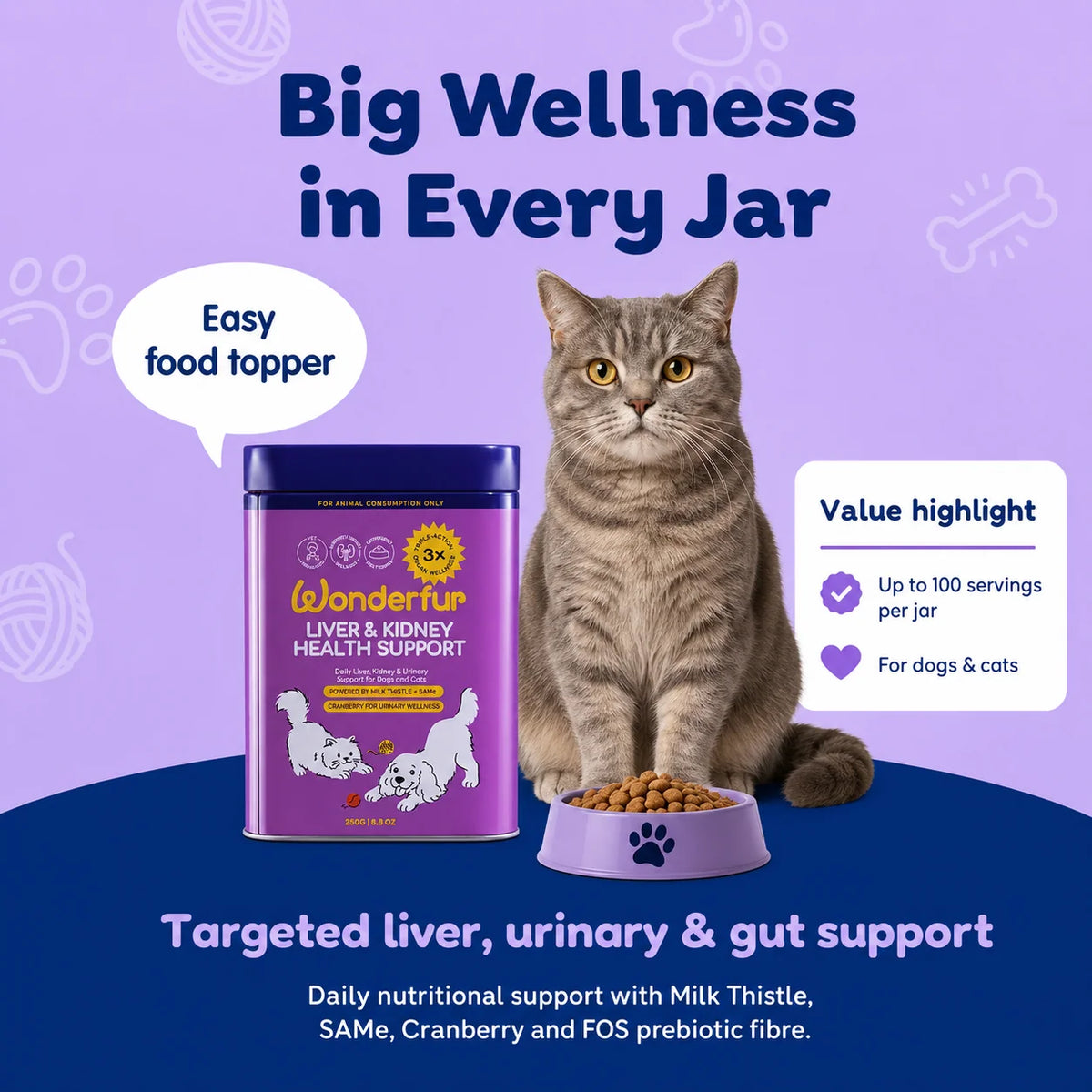 Wonderfur Liver & Kidney Health Powder for Dogs & Cats 250g
