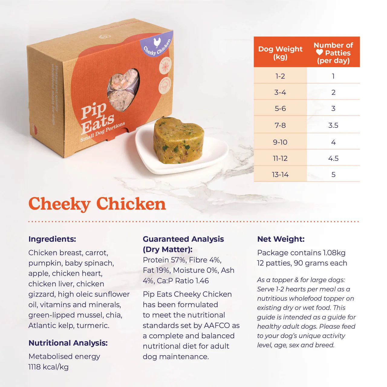 Pip Eats Frozen Raw Dog Food Cheeky Chicken 90g x 12