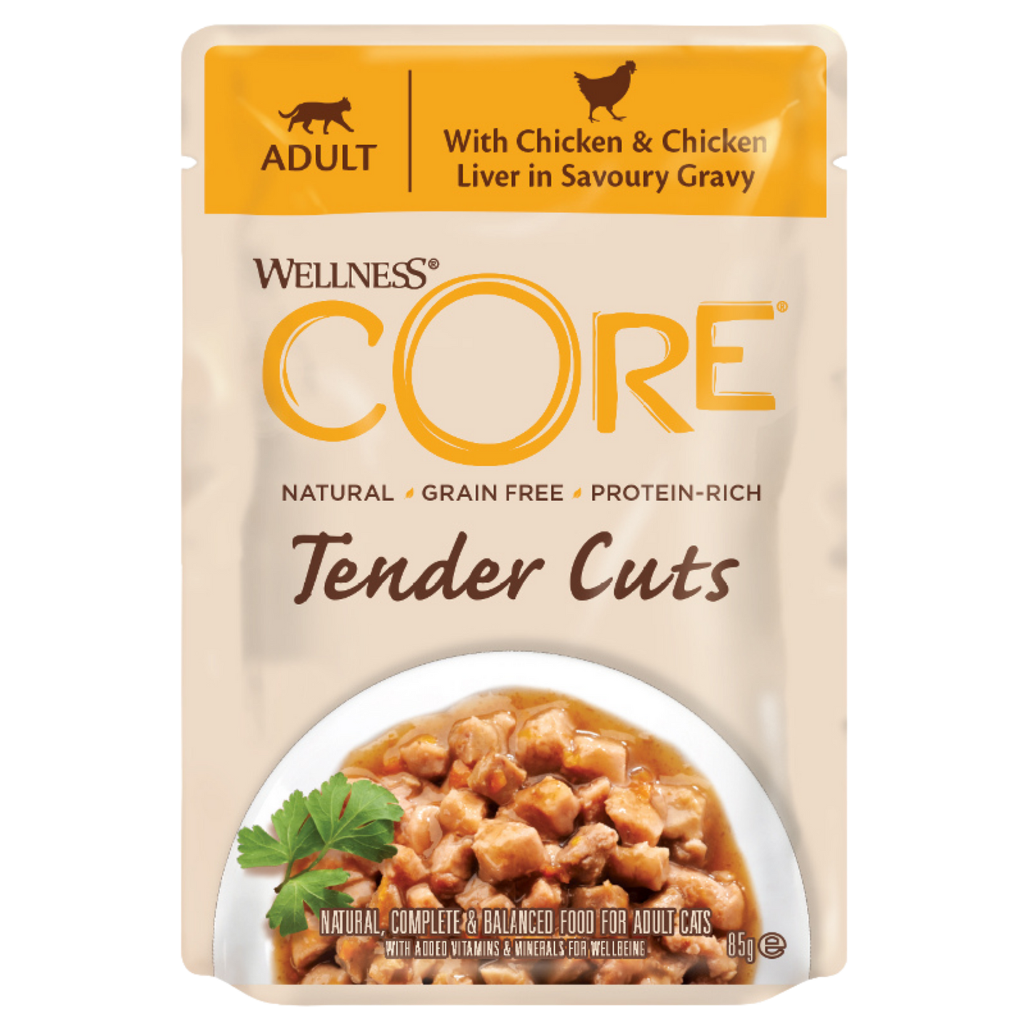 WELLNESS Core Wet Cat Food Tender Cuts With Chicken & Chicken Liver in Savoury Gravy 85g x 8