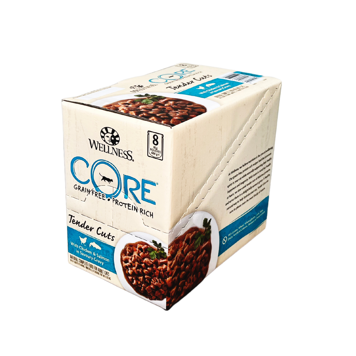 WELLNESS Core Wet Cat Food Tender Cuts With Chicken & Salmon in Savoury Gravy 85g x 8
