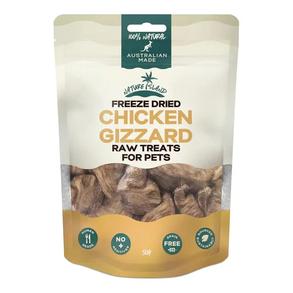 NatureIsland Freeze Dried Chicken Gizzard Raw treats 50g