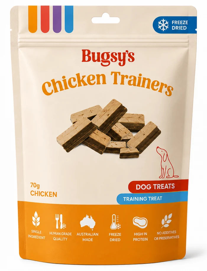 Bugsy's Freeze Dried Dog Treat - Chicken Trainers 70g