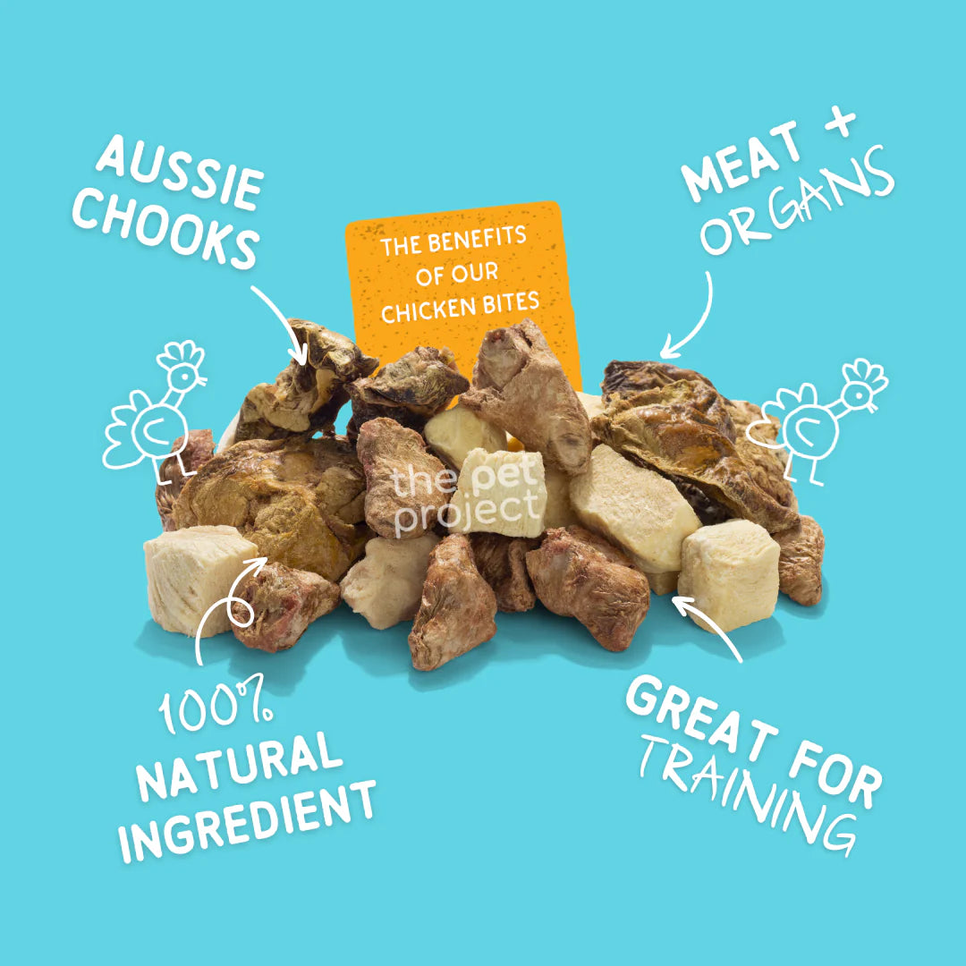 The Pet Projcet Pet Treats Freeze Dried Chicken Bites 50g