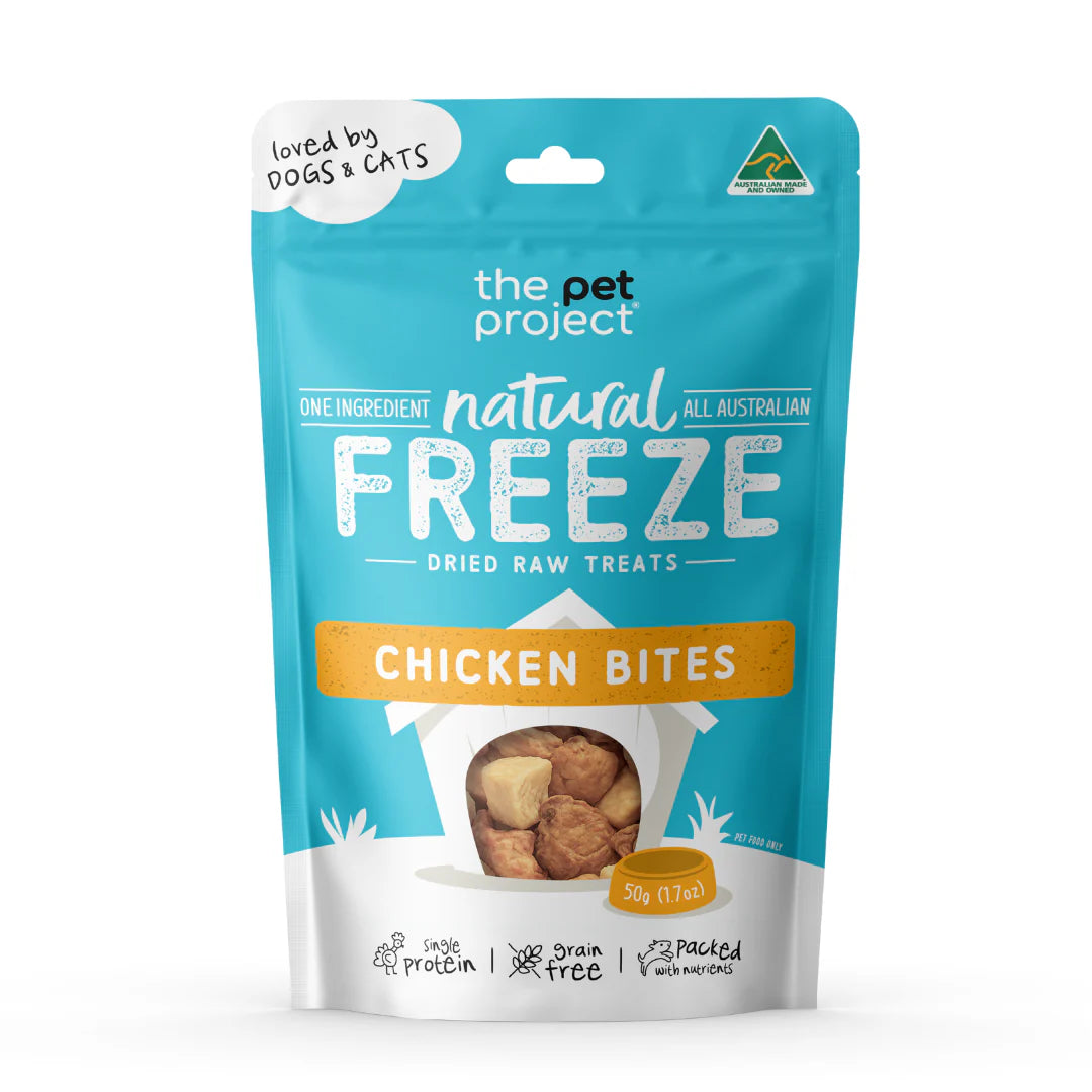 The Pet Projcet Pet Treats Freeze Dried Chicken Bites 50g