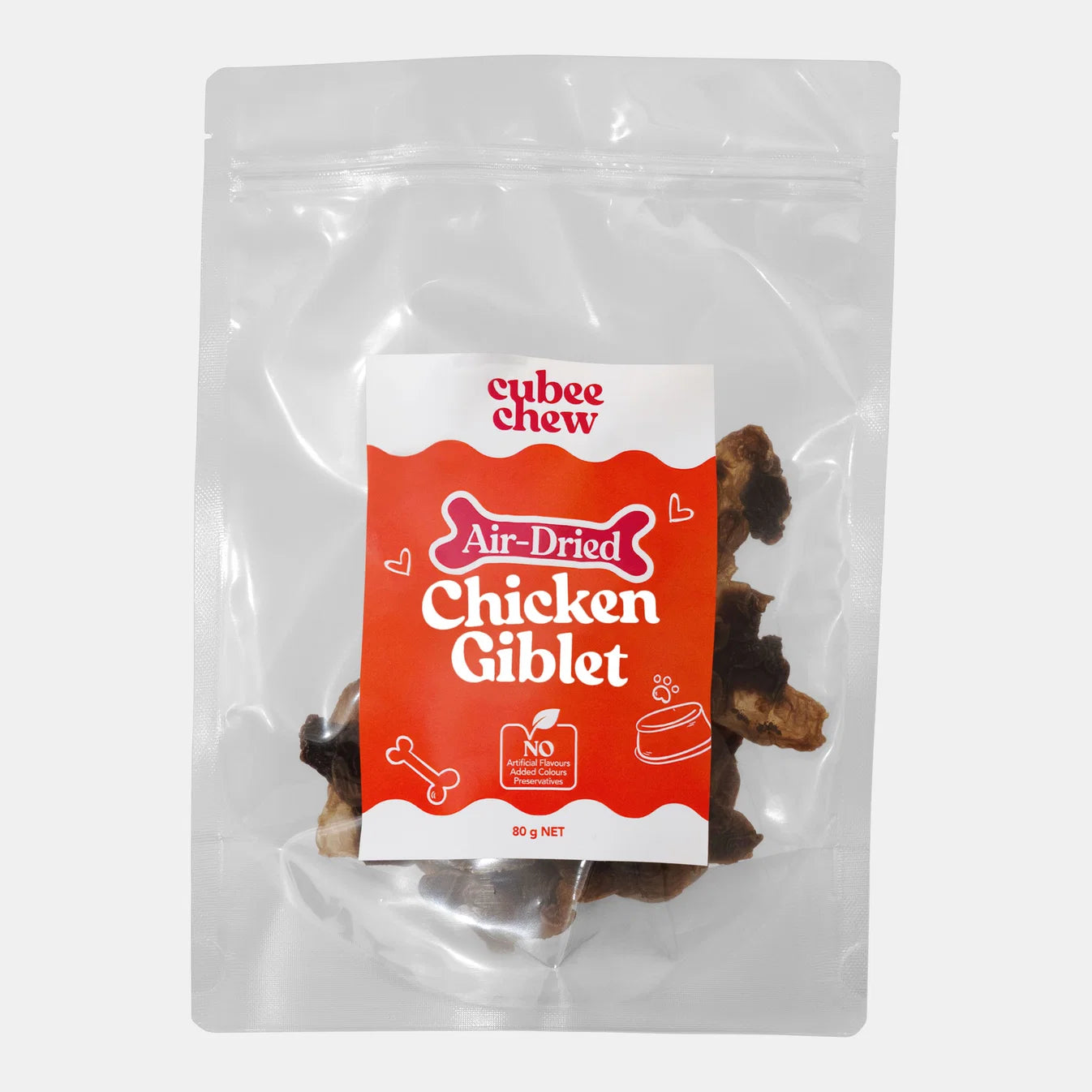 Cubee Chew Dog Treats Air-Dried Chicken Giblet 80g