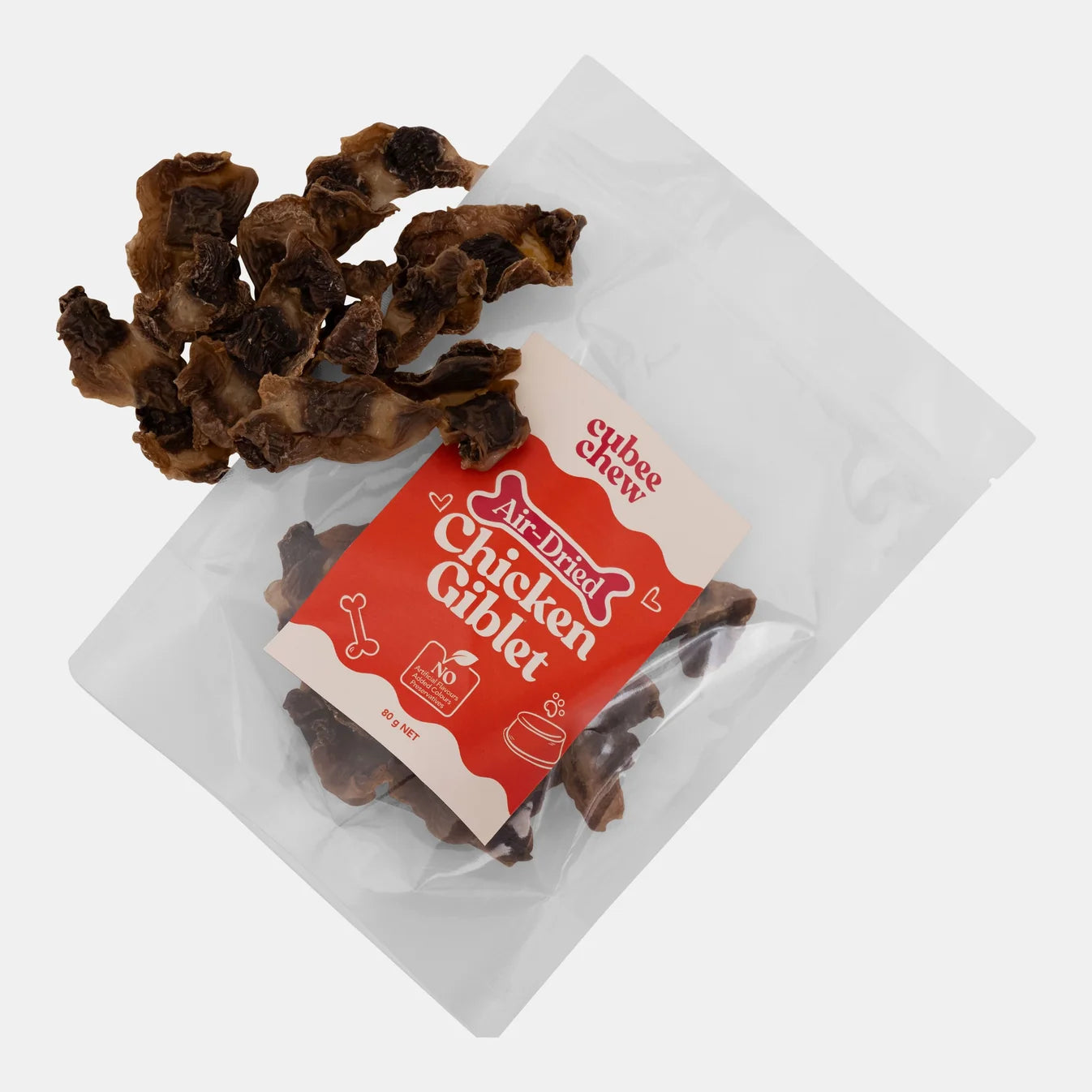 Cubee Chew Dog Treats Air-Dried Chicken Giblet 80g