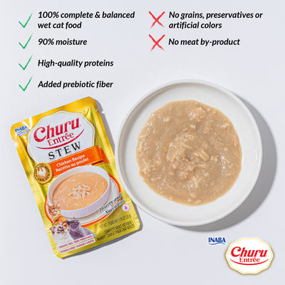 INABA Cat Complete and Balanced Wet Food Churu Entrée Stew Chicken Recipe 50g