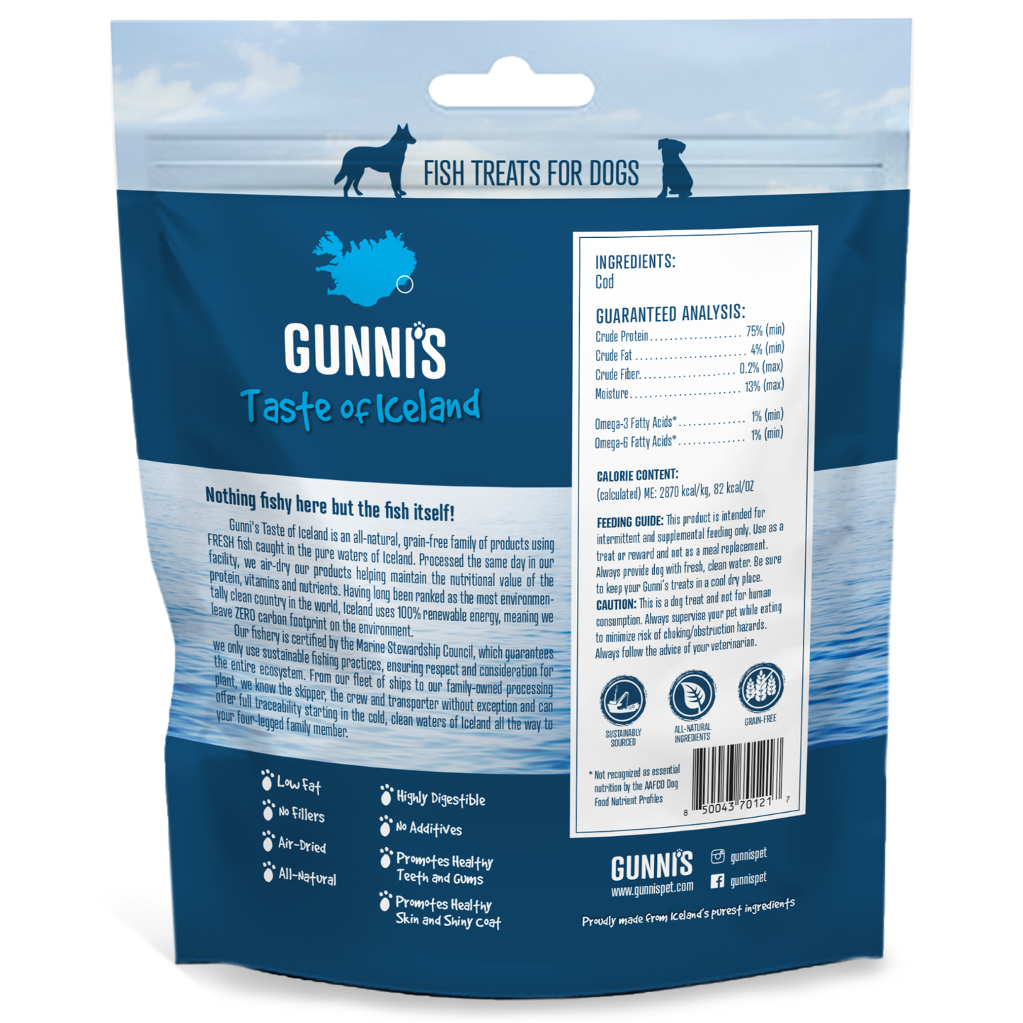 GUNNI’S Cod Skin Chips Dog Treats 255g