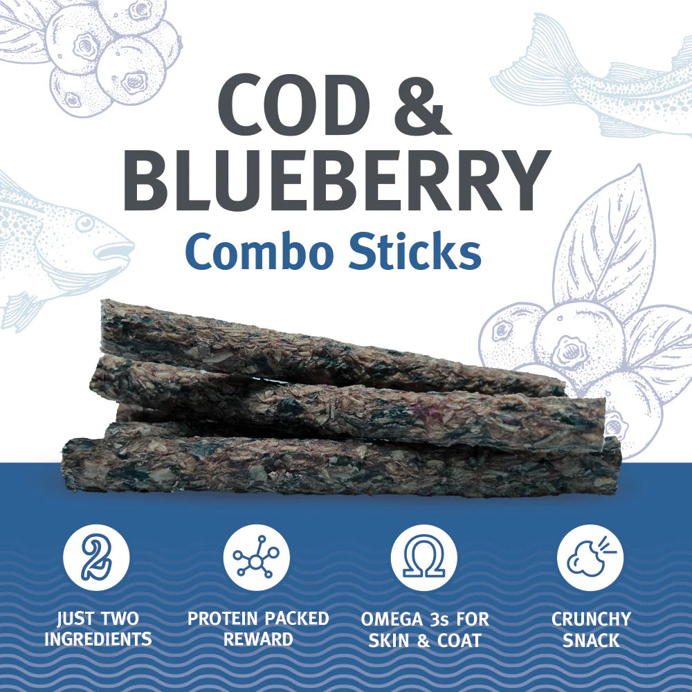 Icelandic+ Dog Treats Cod & Blueberry Combo Sticks 6 Sticks