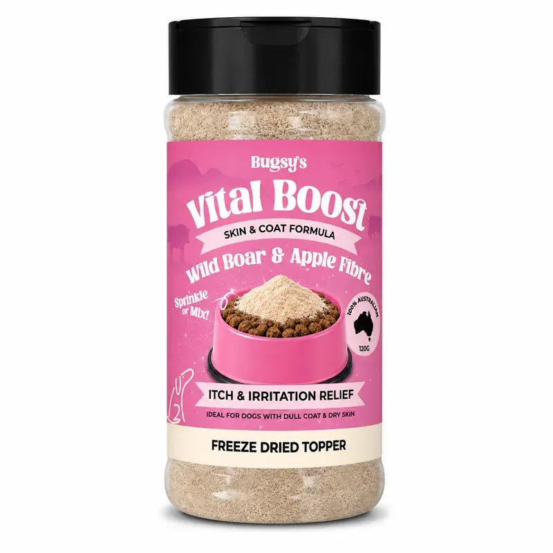 Bugsy's Vital Boost Skin & Coat Dog Topper – Wild Boar & Apple 120g