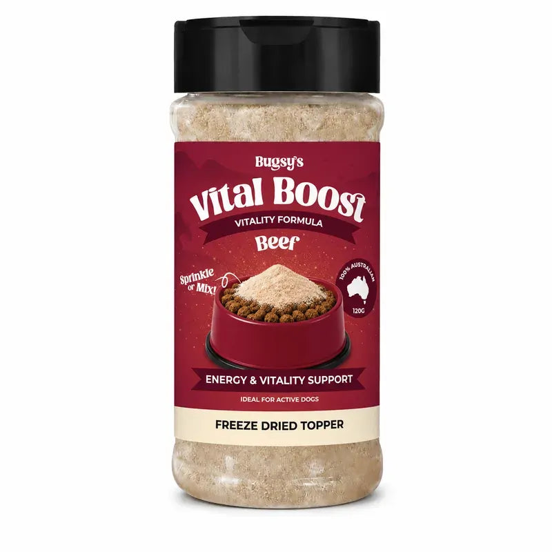 Bugsy's Vital Boost Vitality Dog Topper – Beef 120g