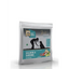 Dog food package with salmon and sardine flavor on a white background