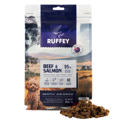 RUFFEY Air-Dried Dog Dry Food Beef & Salmon 454g