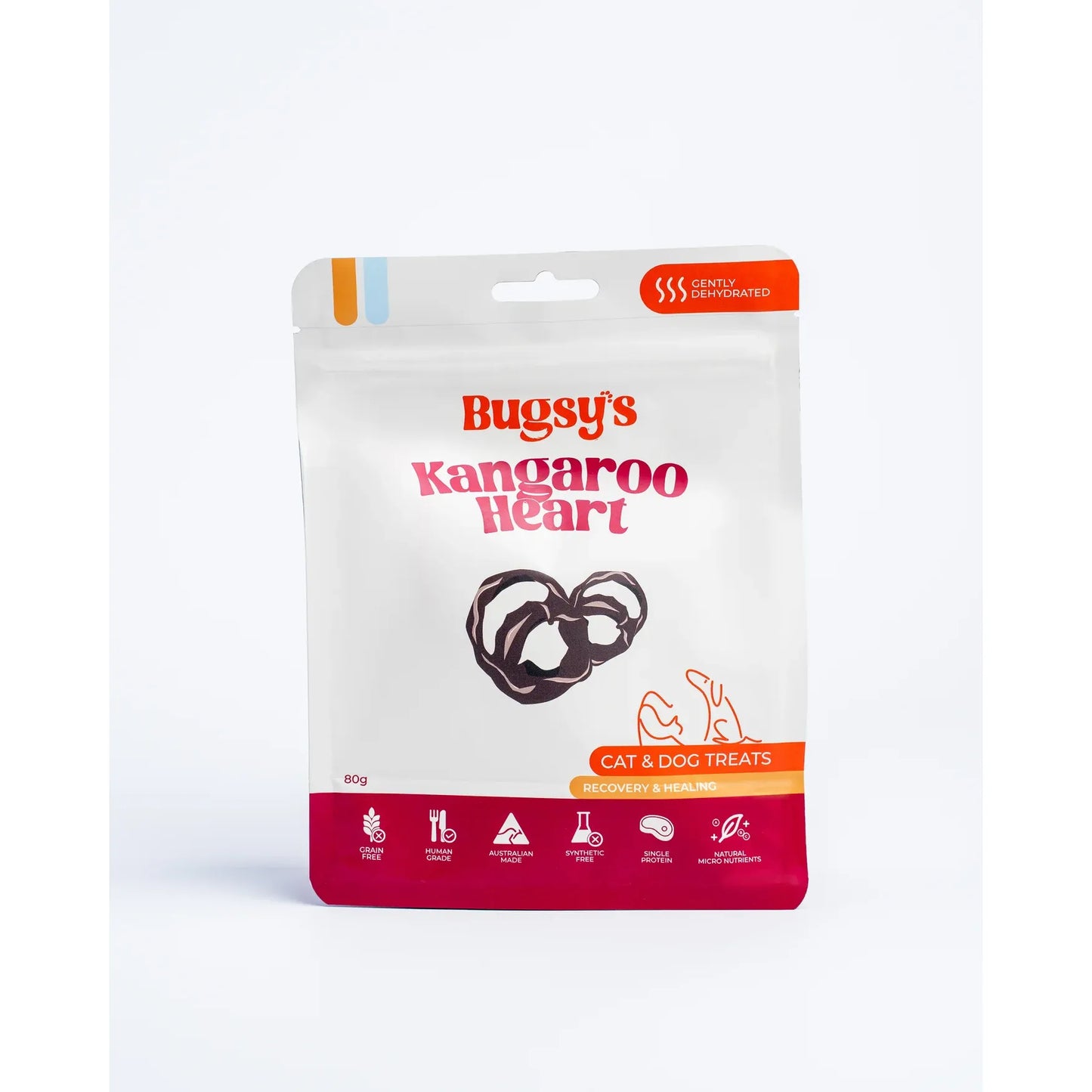 Bugsy's Dehydrated Pet Treat - Kangaroo Heart 80g