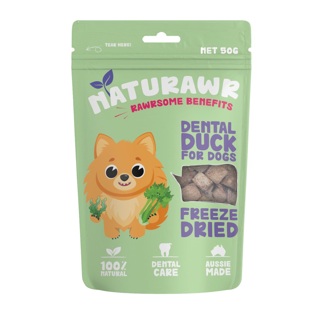 Naturawr Freeze-Dried Dog Treats Dental Ducks 50g