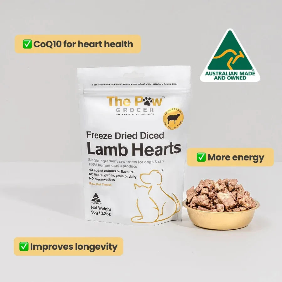 The Paw Grocer - Freeze Dried Diced Lamb Hearts