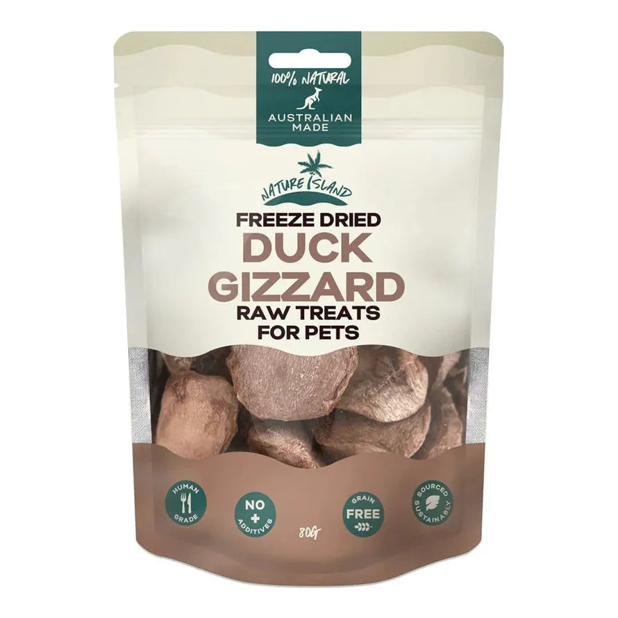 Nature Island Freeze Dried Duck Gizzard Raw Pet Treats 80g