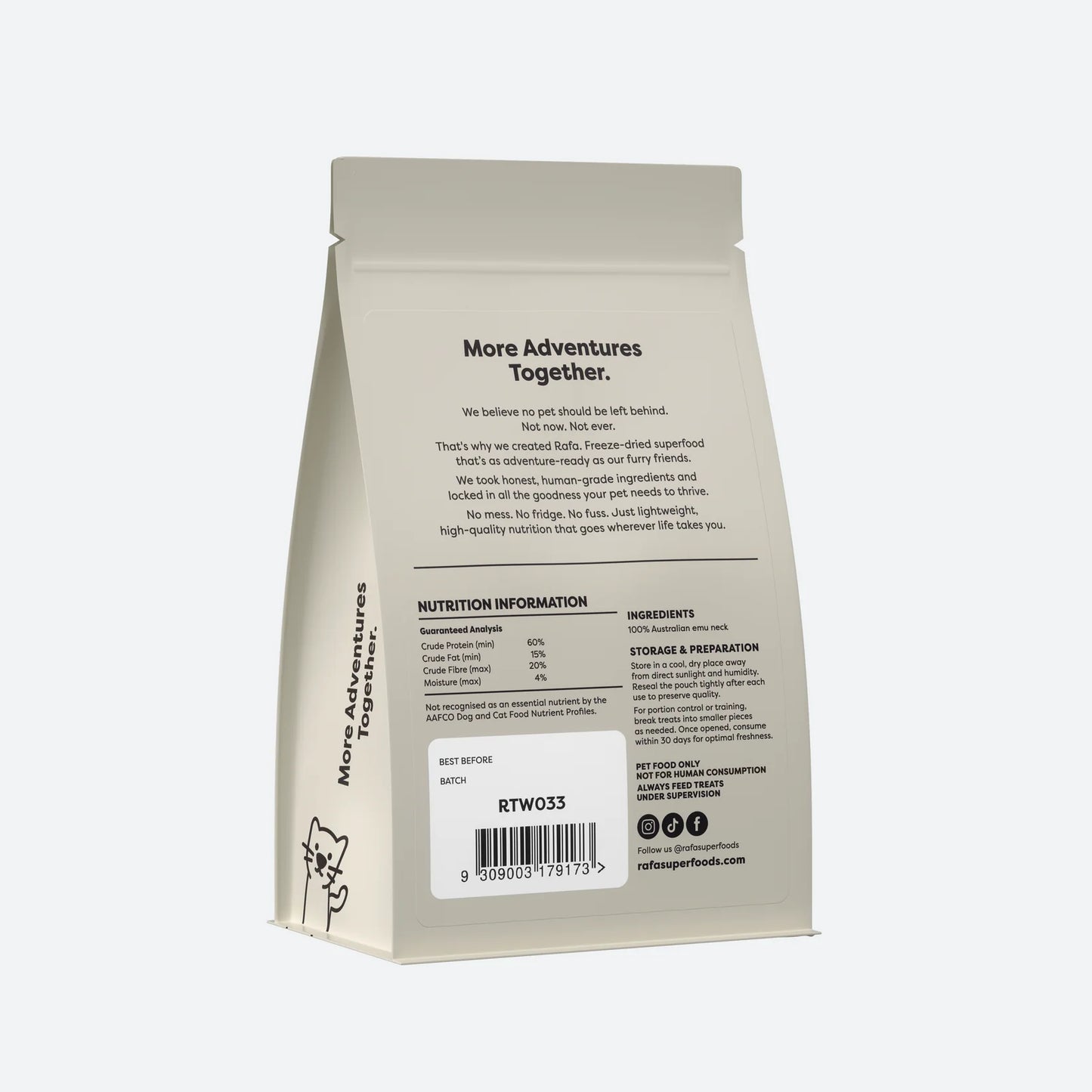 RAFA Raw Freeze-Dried Treats | Human-Grade Emu Neck 50g