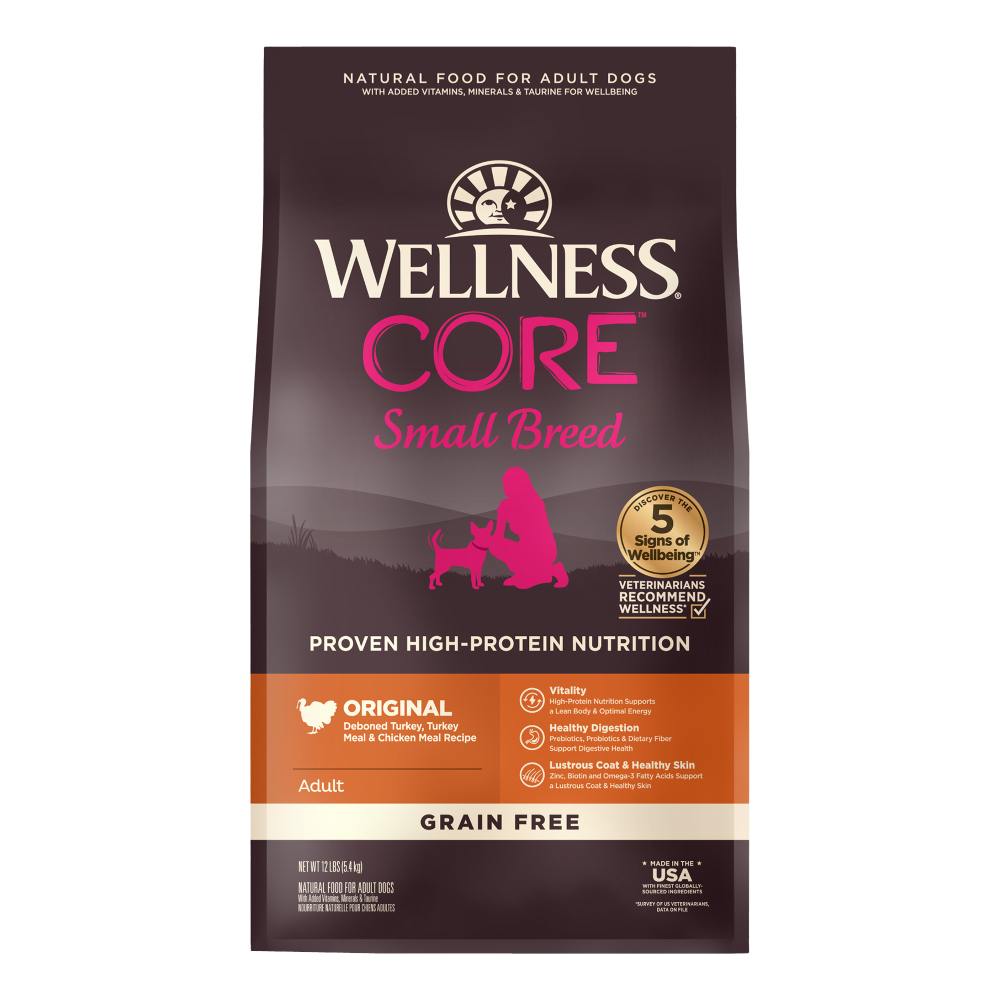 WELLNESS Core Grain Free Dog Dry Food Small Breed Original Turkey 1.8kg