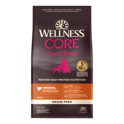 WELLNESS Core Grain Free Dog Dry Food Small Breed Original Turkey 1.8kg
