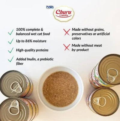 INABA Cat Complete and Balanced Wet Food Churu Entrée Mousse Tuna Recipe Can 85g