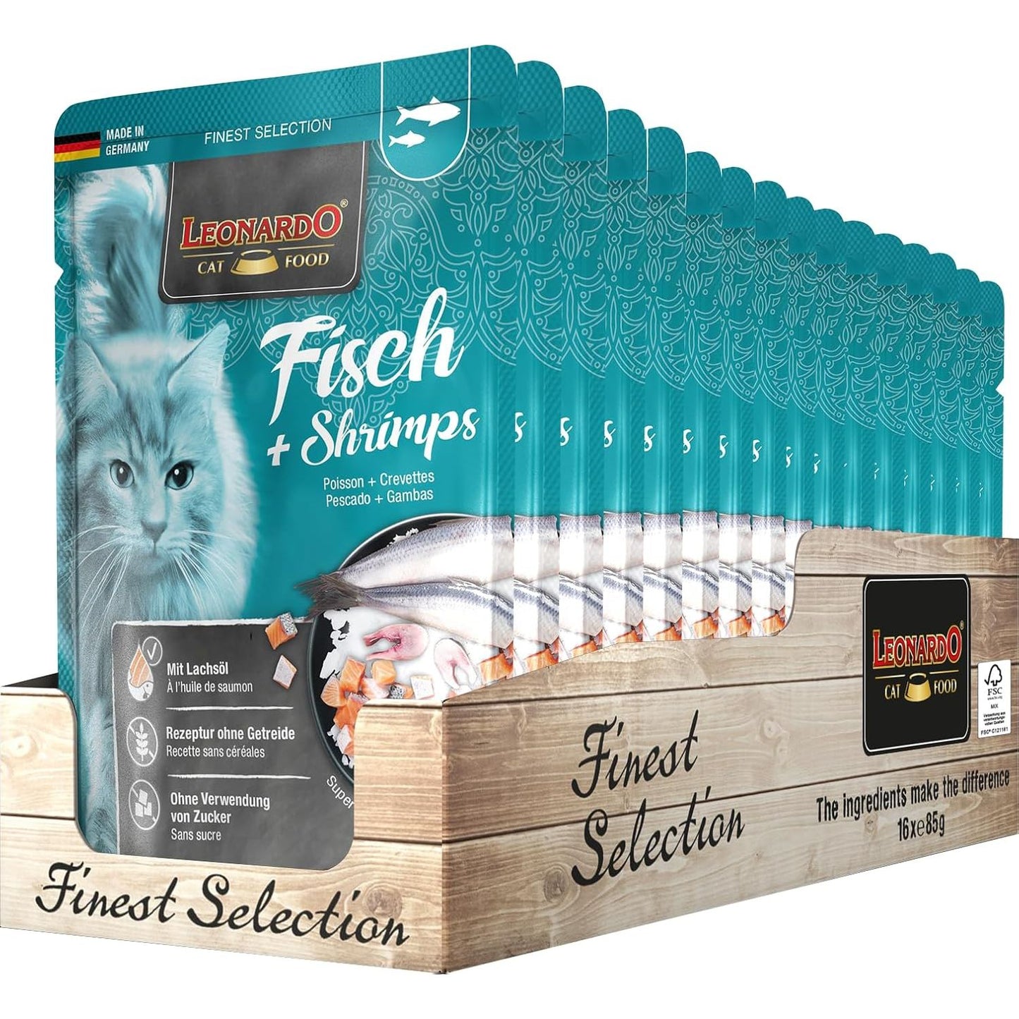 Leonardo® Cat Wet Food Finest Selection - Fish + Shrimps