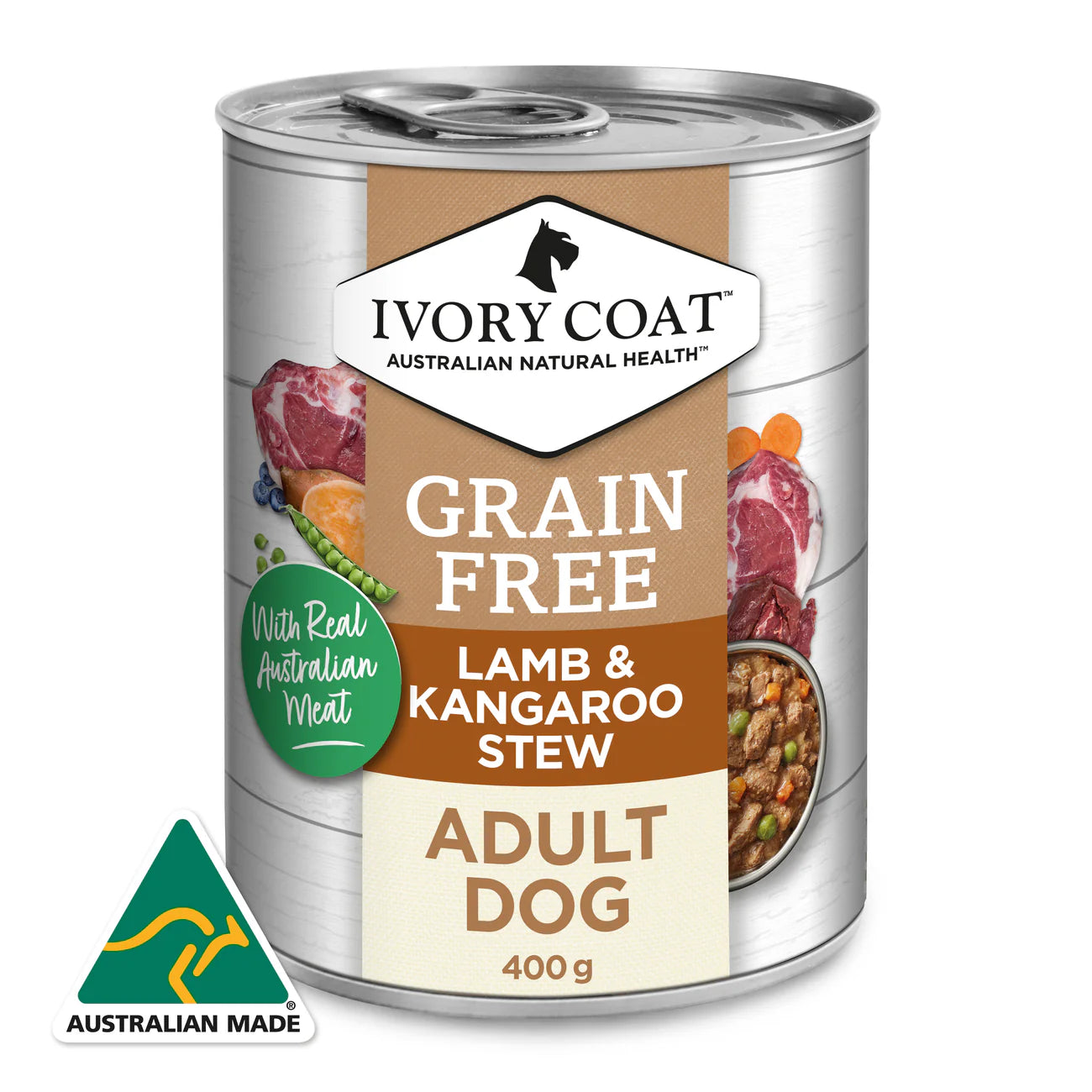 IVORY COAT - Grain Free Adult Wet Dog Food Lamb & Kangaroo Stew