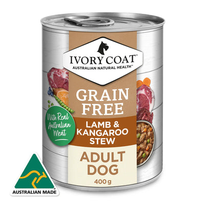 IVORY COAT - Grain Free Adult Wet Dog Food Lamb & Kangaroo Stew