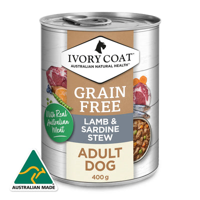 IVORY COAT - Grain Free Adult Wet Dog Food Lamb & Sardine Stew