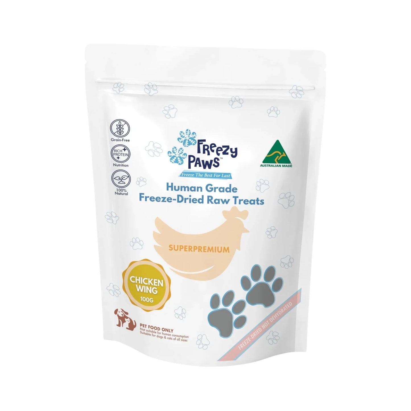 Freezy Paws - Freeze-Dried Chicken Wing Raw Treats 100g