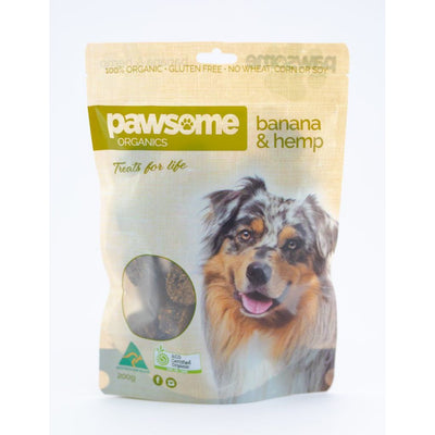 Pawsome Organics Banana And Hemp Dog Treats 200g