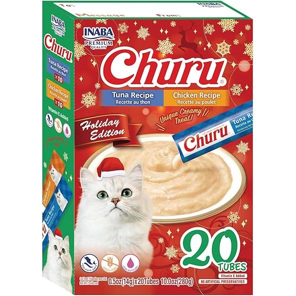 INABA Cat Churu Puree Tuna and Chicken Varieties Box 20P Holiday Edition