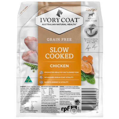 Ivory Coat Frozen Raw Dog Food Grain Free Slow Cooked Chicken 250g x 6