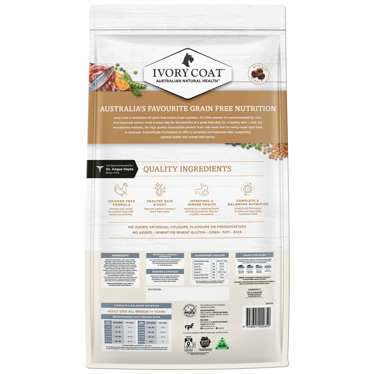 IVORY COAT - Grain Free Adult All Breeds Dry Dog Food Lamb & Sardine