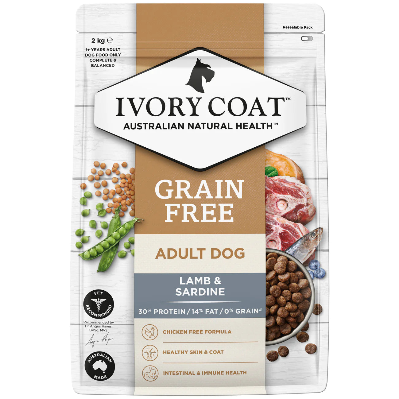 IVORY COAT - Grain Free Adult All Breeds Dry Dog Food Lamb & Sardine