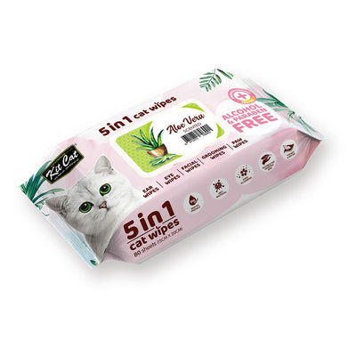 Kit Cat 5 in 1 Cat Wipes 80 Sheets - Aloe Vera