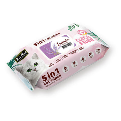 Kit Cat 5 in 1 Cat Wipes 80 Sheets - Lavender
