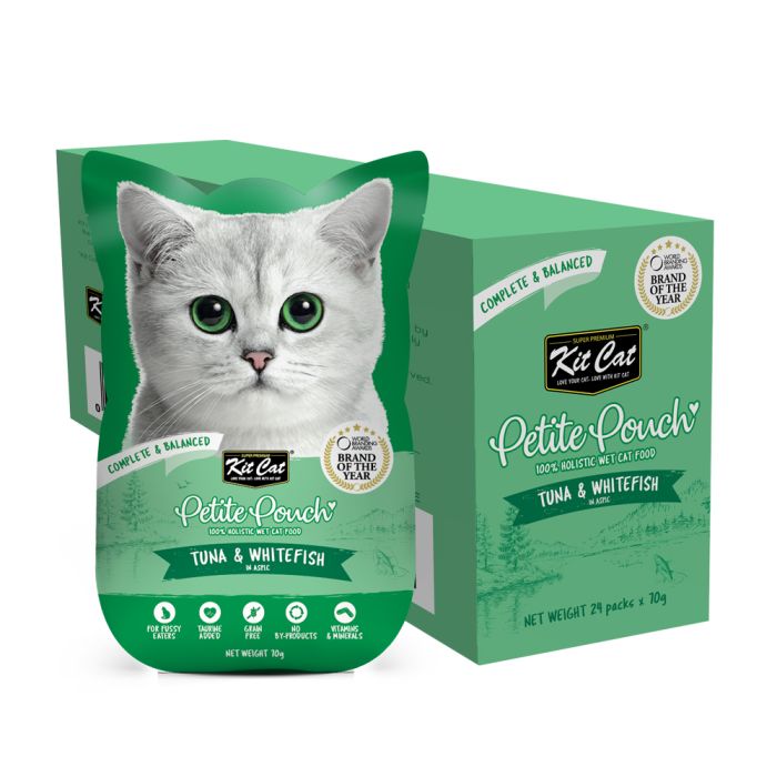 Kit Cat Cat Wet Food Petite Pouch Complete & Balanced Tuna & Whitefish in Aspic