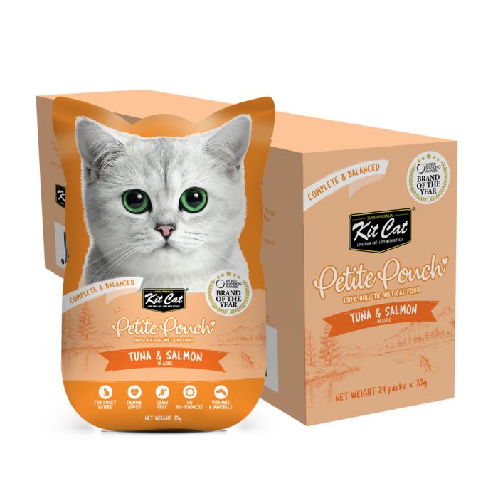 Kit Cat Cat Wet Food Petite Pouch Complete & Balanced Tuna & Salmon in Aspic