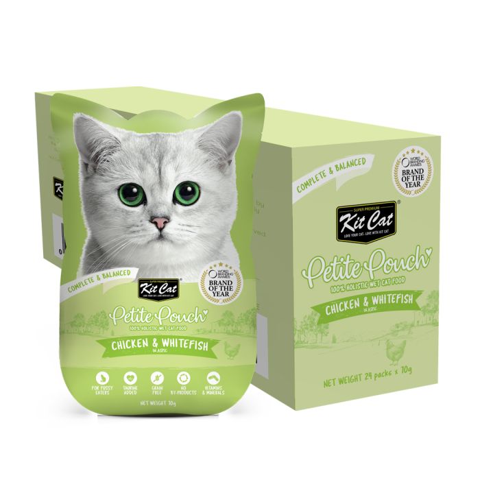 Kit Cat Cat Wet Food Petite Pouch Complete & Balanced Chicken & Whitefish in Aspic